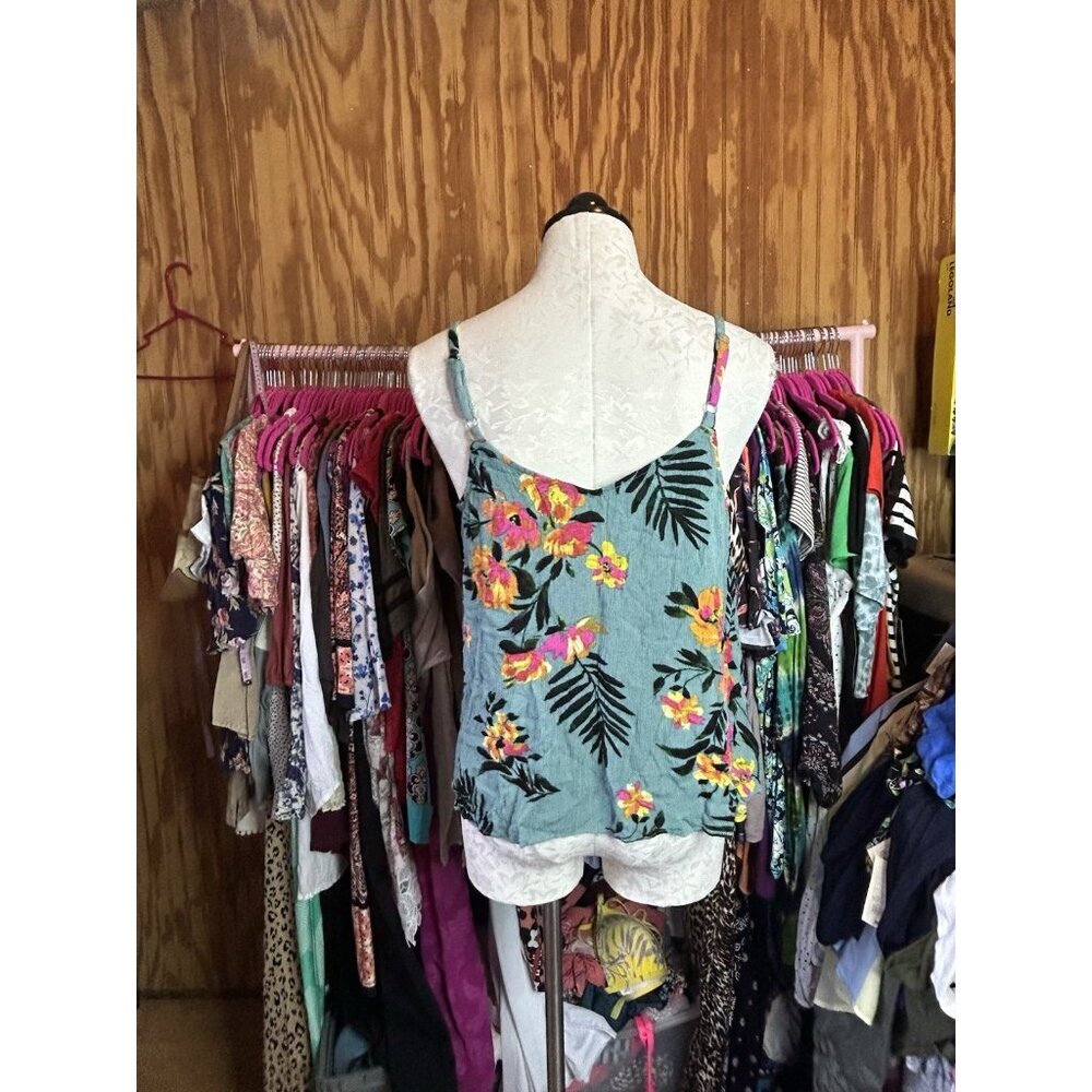 Torrid Sophie Crinkle Gauze Swing Cami‎ Neon Palm Floral Sleeveless Size 00 (L) - Picture 6 of 9